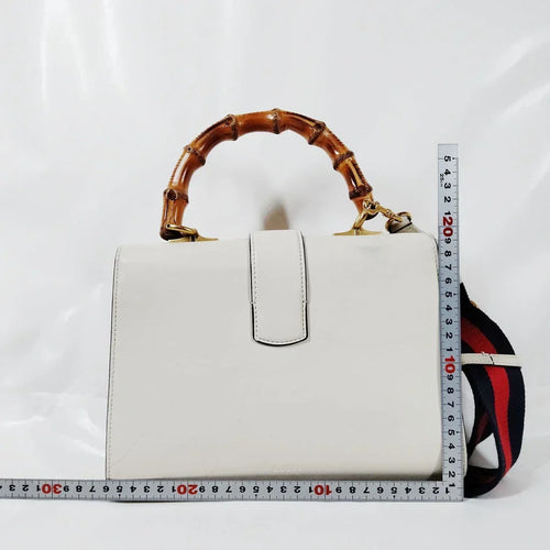 Gucci Hand Bag Bamboo White Leather 454813