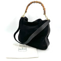 Gucci Shoulder Bag Bamboo 2Way Hand Bag Suede Black 244T0266